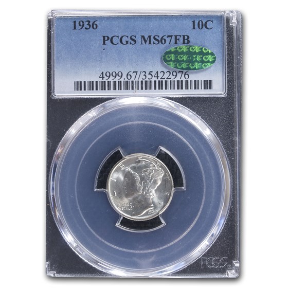 1936 Mercury Dime MS-67 PCGS CAC (FB) 1936 Mercury Dime MS-67 PCGS CAC (FB)