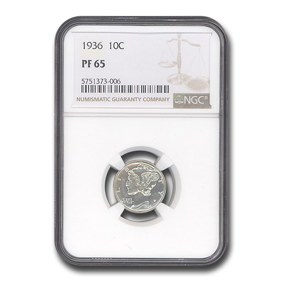 1936 Mercury Dime PF-65 NGC 1936 Mercury Dime PF-65 NGC