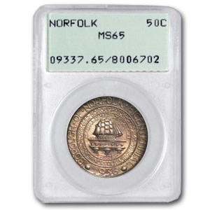 1936 Norfolk Bicentennial Commem Half MS-64 PCGS (Old Holder) 1936 Norfolk Bicentennial Commem Half MS-64 PCGS (Old Holder)