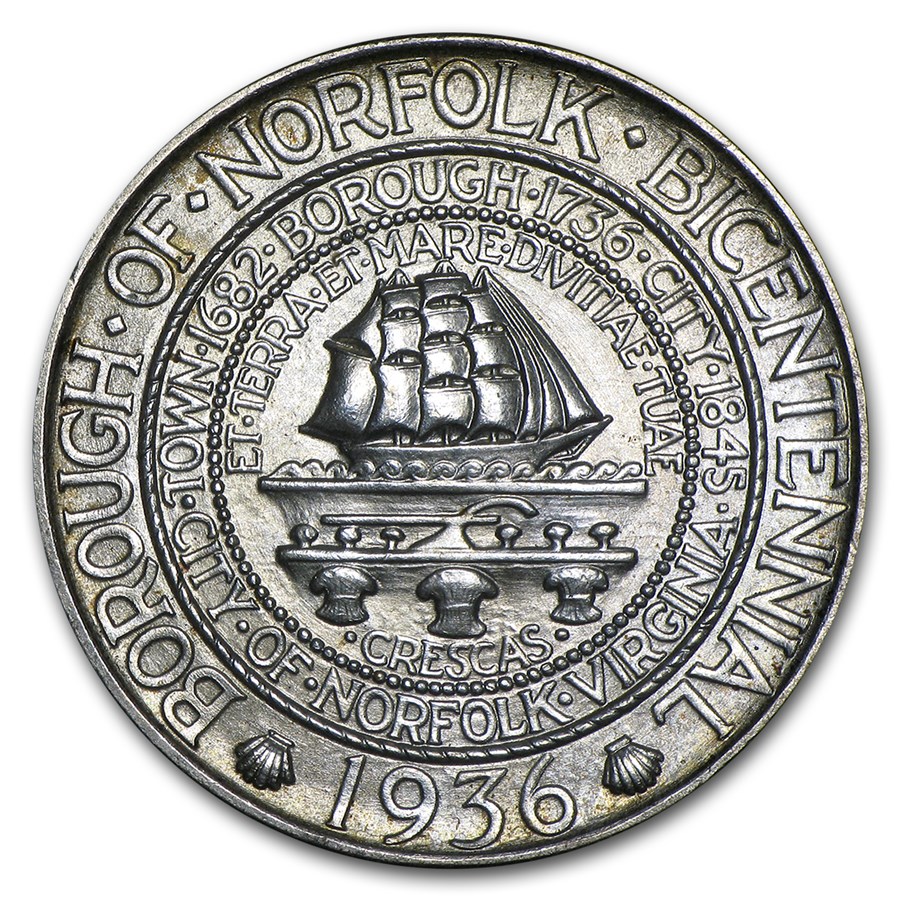 1936 Norfolk Bicentennial Half Commem BU