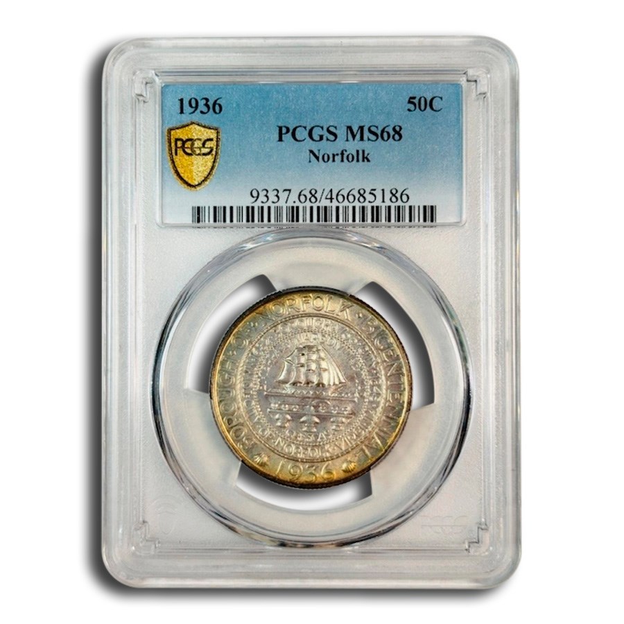 1936 Norfolk Half Dollar Commem MS-68 PCGS