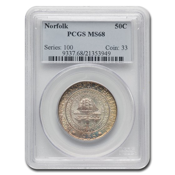 1936 Norfolk, VA Half Dollar MS-68 PCGS 1936 Norfolk, VA Half Dollar MS-68 PCGS