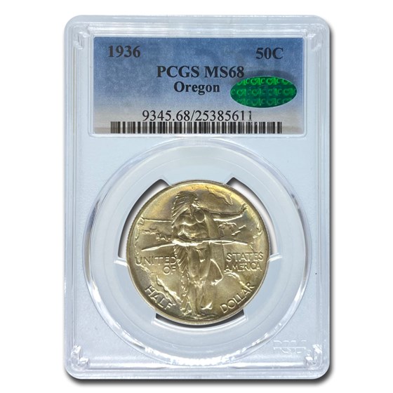 1936 Oregon Trail Commemorative Half Dollar MS-68 PCGS CAC 1936 Oregon Trail Commemorative Half Dollar MS-68 PCGS CAC