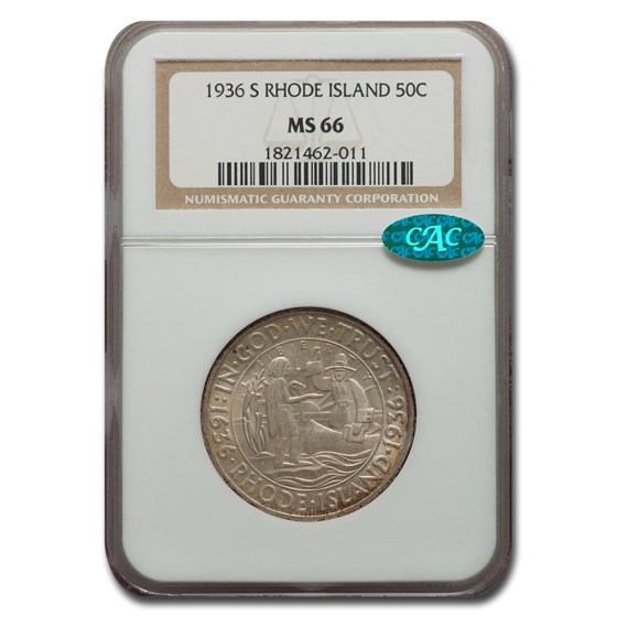 1936 Rhode Island Half Dollar MS-66 NGC CAC 1936 Rhode Island Half Dollar MS-66 NGC CAC