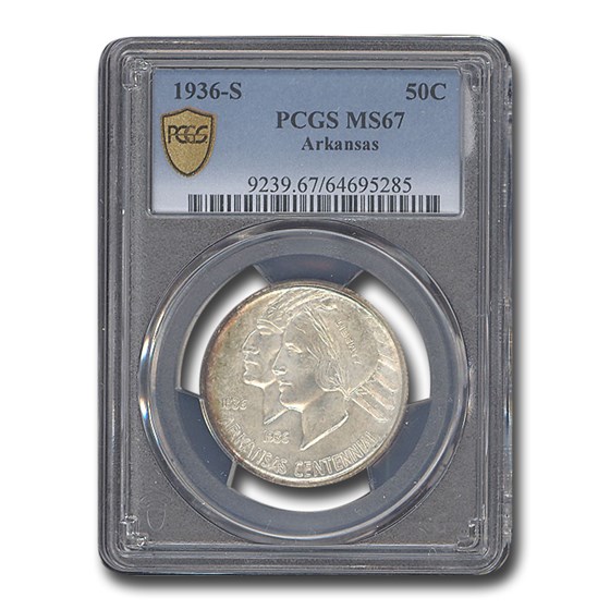 1936-S Arkansas Centennial Commemorative Half Dollar MS-67 PCGS