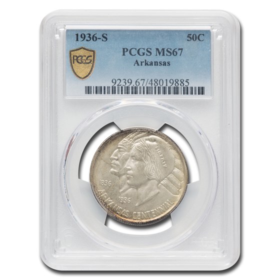 1936-S Arkansas Centennial Commemorative Half Dollar MS-67 PCGS 1936-S Arkansas Centennial Commemorative Half Dollar MS-67 PCGS