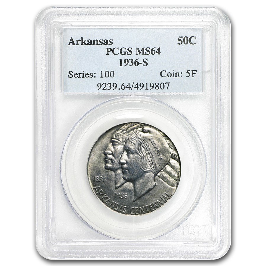 1936-S Arkansas Centennial Half Dollar MS-64 PCGS