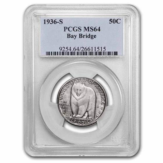 1936-S Bay Bridge Commemorative Half Dollar MS-64 PCGS 1936-S Bay Bridge Commemorative Half Dollar MS-64 PCGS