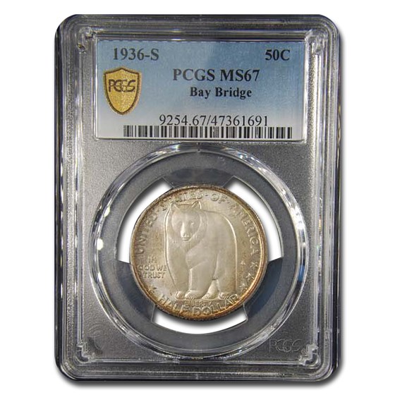 1936-S Bay Bridge Commemorative Half MS-67 PCGS 1936-S Bay Bridge Commemorative Half MS-67 PCGS