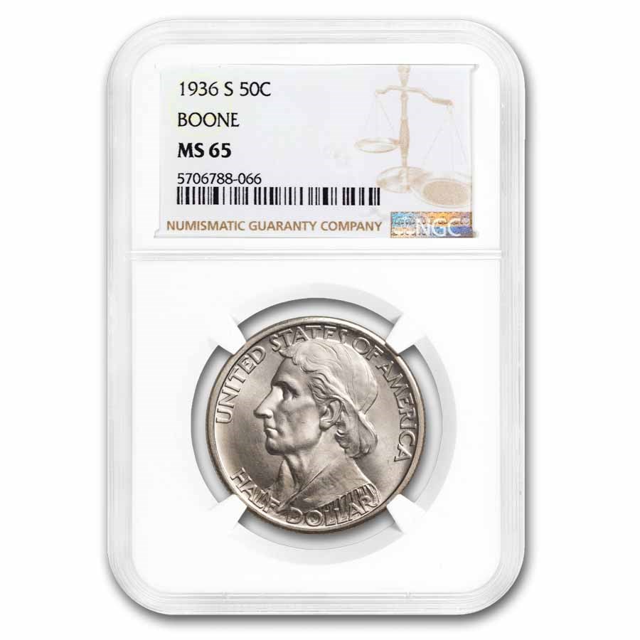 1936-S Boone Half Dollar Commem MS-65 NGC