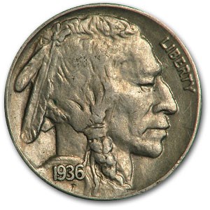 1936-S Buffalo Nickel AU