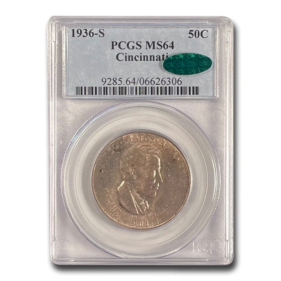 1936-S Cincinnati Half Dollar Commem MS-64 PCGS CAC 1936-S Cincinnati Half Dollar Commem MS-64 PCGS CAC