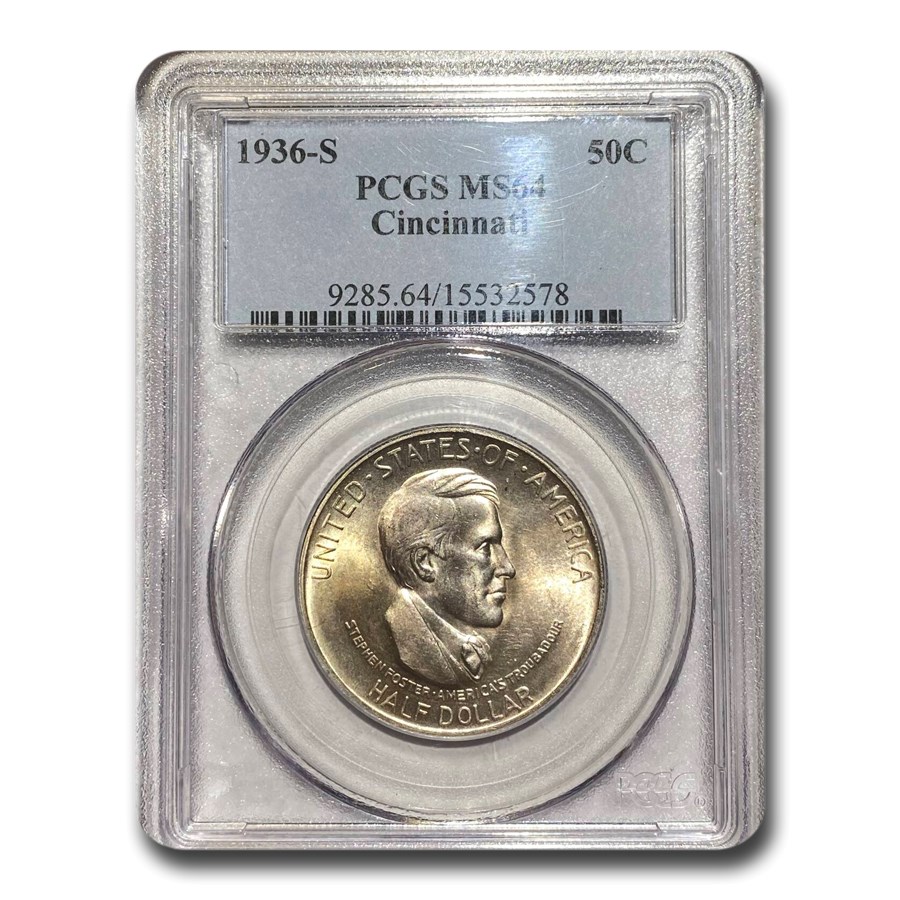 1936-S Cincinnati Half Dollar Commem MS-64 PCGS