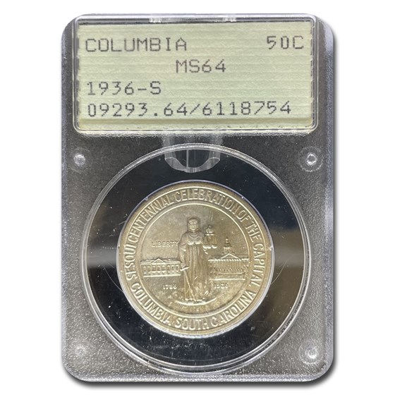 1936-S Columbia, SC Half Dollar MS-64 PCGS (Rattler)
