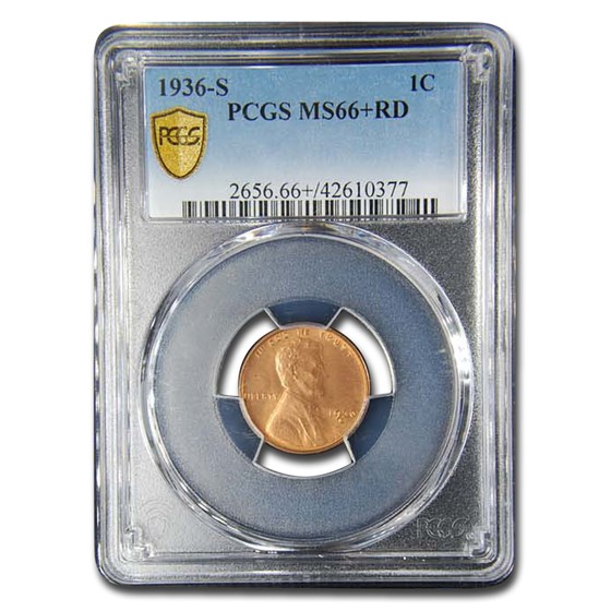 1936-S Lincoln Cent MS-66+ PCGS (Red) 1936-S Lincoln Cent MS-66+ PCGS (Red)