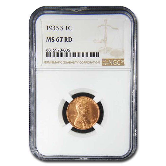 1936-S Lincoln Cent MS-67 NGC (Red) 1936-S Lincoln Cent MS-67 NGC (Red)