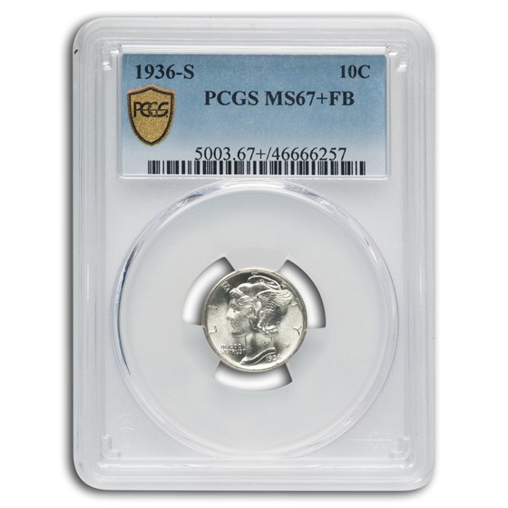 1936-S Mercury Dime MS-67+ PCGS (FB) 1936-S Mercury Dime MS-67+ PCGS (FB)