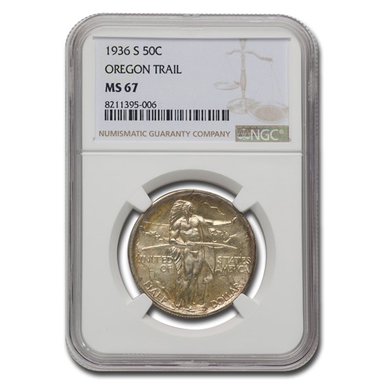 1936-S Oregon Trail Commemorative Half Dollar MS-67 NGC 1936-S Oregon Trail Commemorative Half Dollar MS-67 NGC