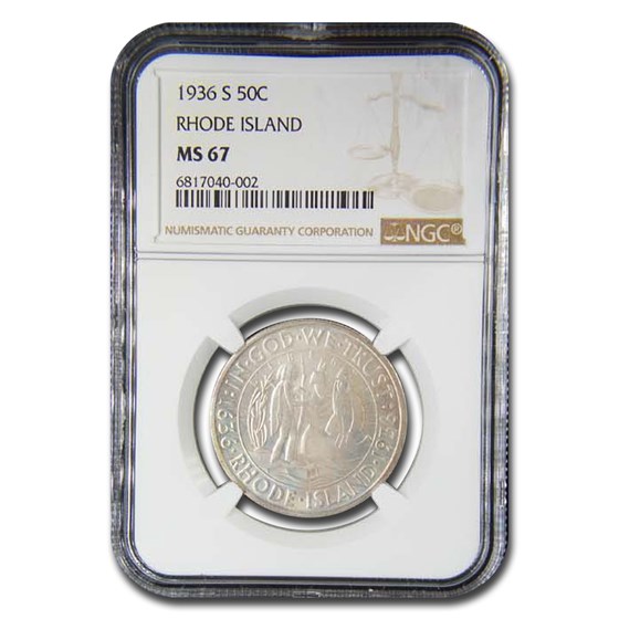 1936-S Rhode Island Half Dollar Commem MS-67 NGC 1936-S Rhode Island Half Dollar Commem MS-67 NGC