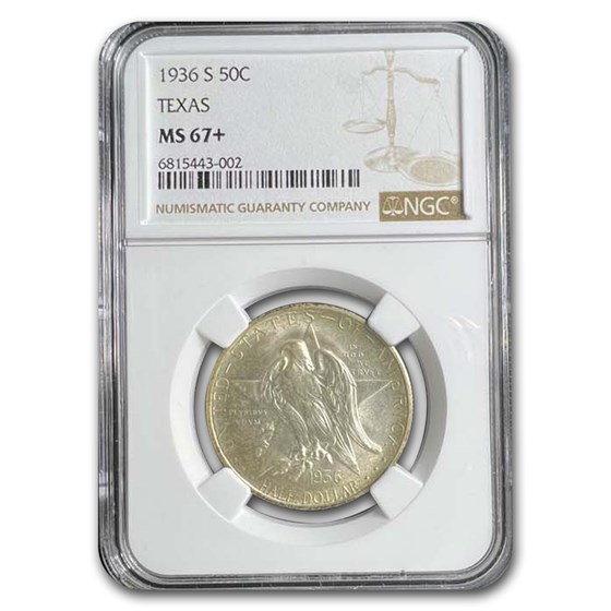1936-S Texas Centennial Commemorative Half Dollar MS-67+ NGC 1936-S Texas Centennial Commemorative Half Dollar MS-67+ NGC