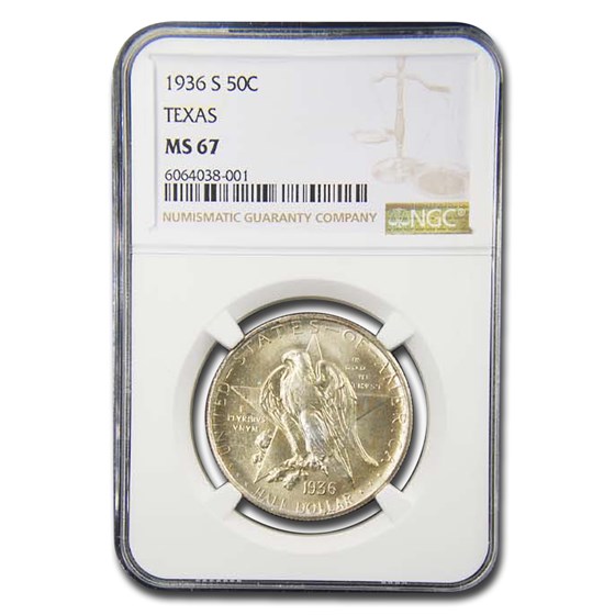1936-S Texas Centennial Half Dollar MS-67 NGC 1936-S Texas Centennial Half Dollar MS-67 NGC
