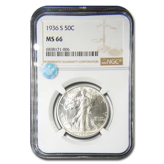 1936-S Walking Liberty Half Dollar MS-66 NGC 1936-S Walking Liberty Half Dollar MS-66 NGC
