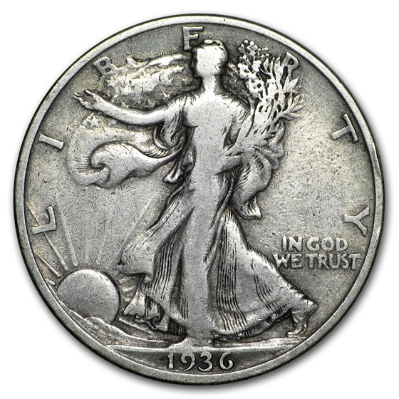 1936-S Walking Liberty Half Dollar VG/VF 1936-S Walking Liberty Half Dollar VG/VF