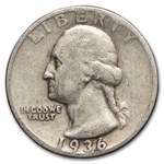 1936-S Washington Quarter 40-Coin Roll Avg Circ