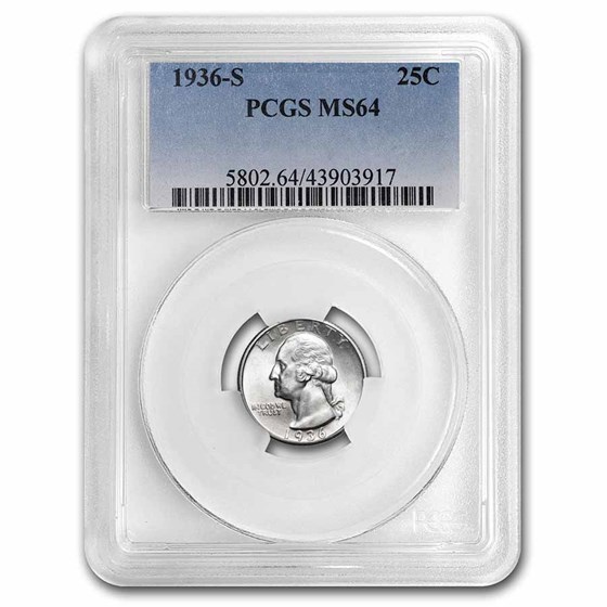 1936-S Washington Quarter MS-64 PCGS 1936-S Washington Quarter MS-64 PCGS