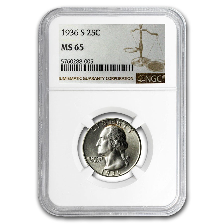 1936-S Washington Quarter MS-65 NGC