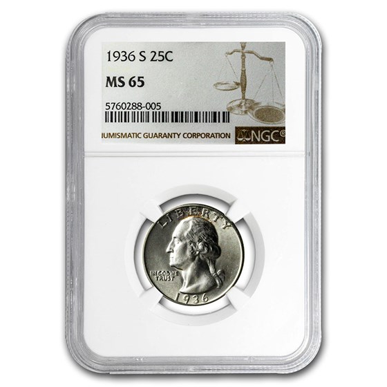 1936-S Washington Quarter MS-65 NGC 1936-S Washington Quarter MS-65 NGC