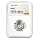 1936-S Washington Quarter MS-66 NGC