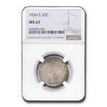 1936-S Washington Quarter MS-67 NGC