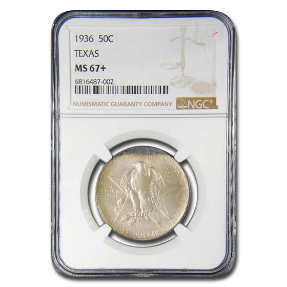 1936 Texas Centennial Commemorative Half Dollar MS-67+ NGC 1936 Texas Centennial Commemorative Half Dollar MS-67+ NGC