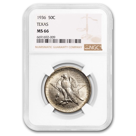 1936 Texas Independence Centennial Commemorative Half MS-66 NGC 1936 Texas Independence Centennial Commemorative Half MS-66 NGC