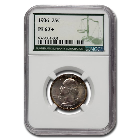 1936 Washington Quarter PF-67+ NGC (Green Label) 1936 Washington Quarter PF-67+ NGC (Green Label)