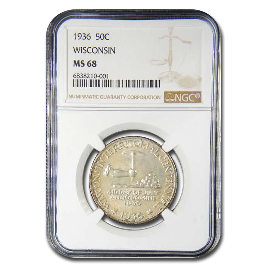 1936 Wisconsin Half Dollar Centennial Commem MS-68 NGC
