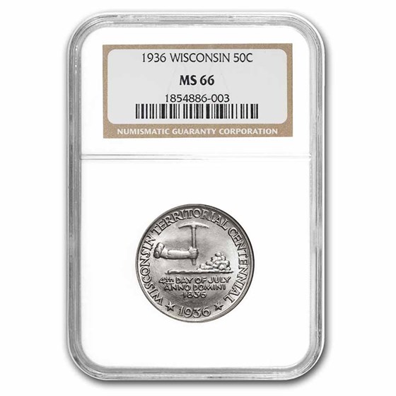 1936 Wisconsin Half Dollar Centennial MS-66 NGC 1936 Wisconsin Half Dollar Centennial MS-66 NGC