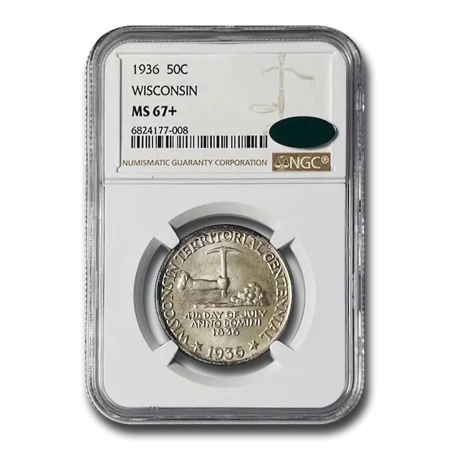1936 Wisconsin Half Dollar Centennial MS-67+ NGC CAC