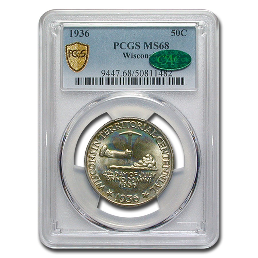 1936 Wisconsin Half Dollar MS-68 PCGS CAC