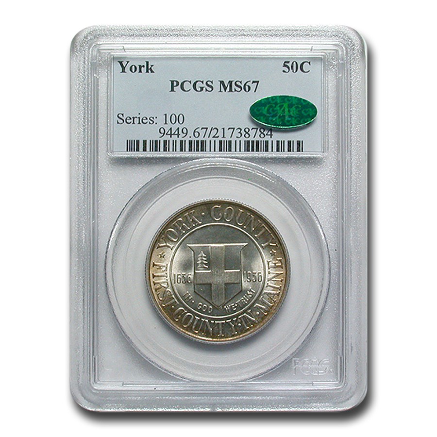 1936 York County, Maine Tercentenary Half Commem MS-67 PCGS CAC