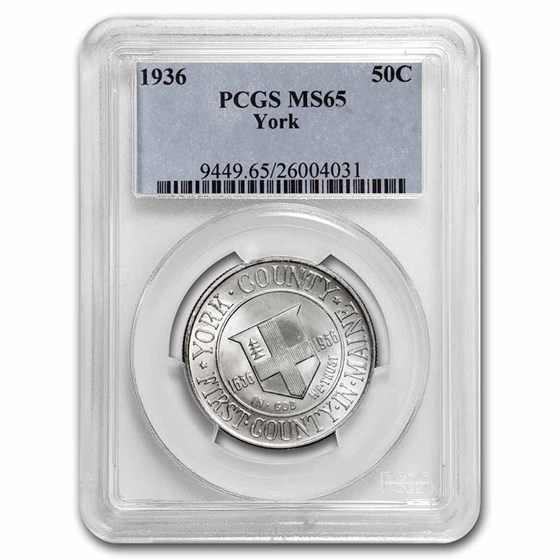 1936 York County, Maine Tercentenary Half Dollar MS-65 PCGS 1936 York County, Maine Tercentenary Half Dollar MS-65 PCGS