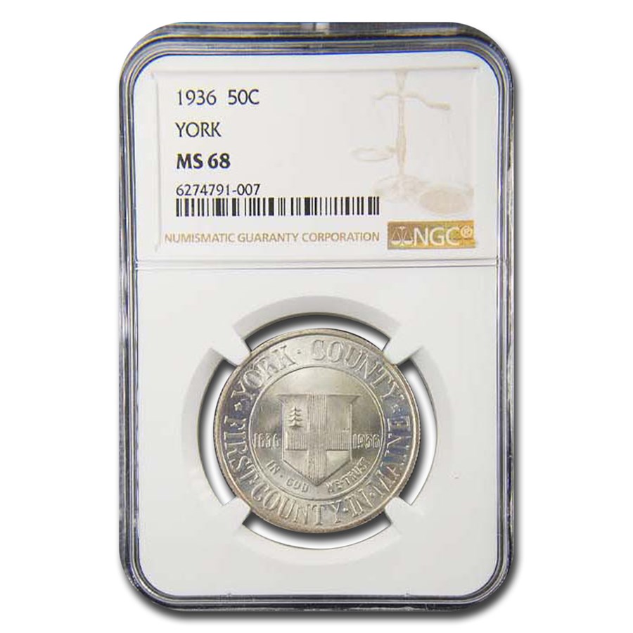 1936 York County, Maine Tercentenary Half Dollar MS-68 NGC