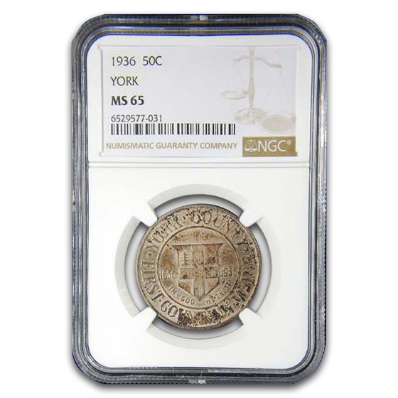 1936 York Tercentenary Half Dollar MS-65 NGC 1936 York Tercentenary Half Dollar MS-65 NGC