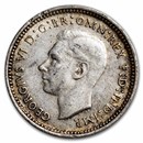 1937-1944 Australia Silver 3 Pence George VI Avg Circ