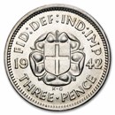 1937-1944 Great Britain Silver 3 Pence George VI AU/BU