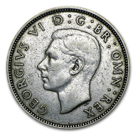 1937-1946 Great Britain Silver Florin George VI Avg Circ 1937-1946 Great Britain Silver Florin George VI Avg Circ
