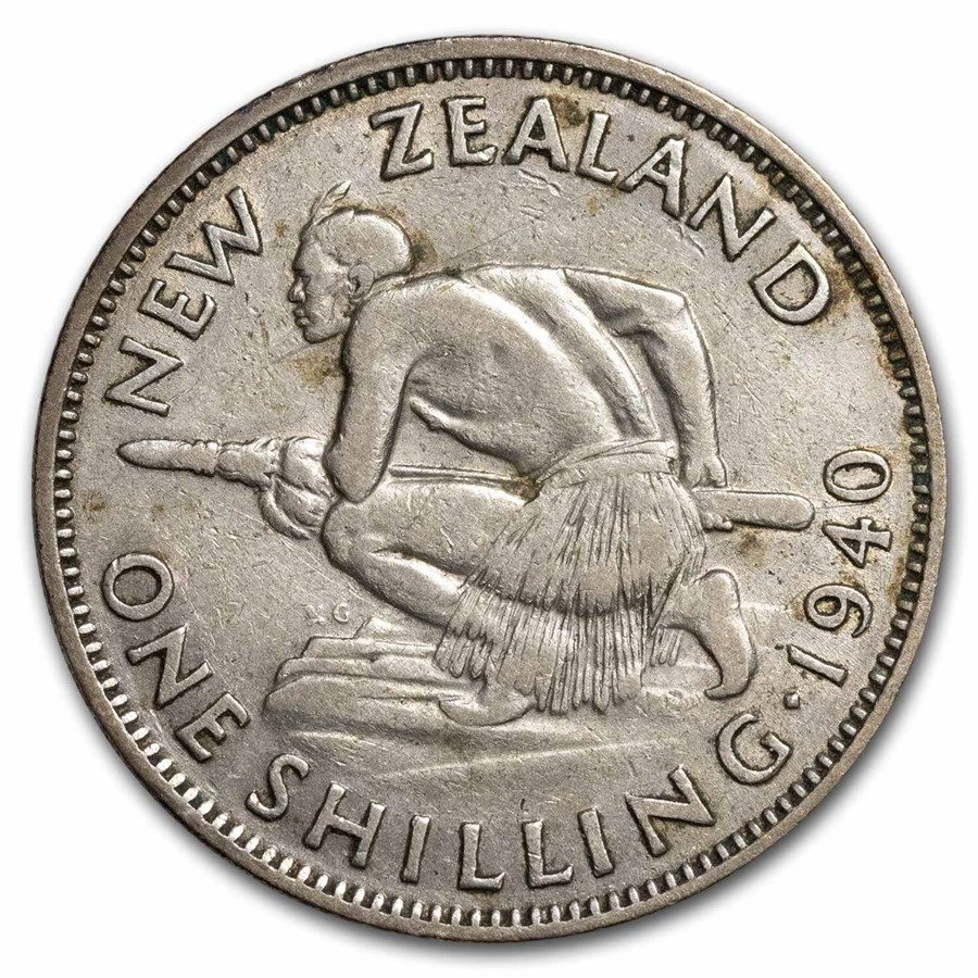 1937-1946 New Zealand Silver Shilling George VI Avg Circ