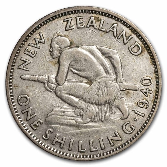 1937-1946 New Zealand Silver Shilling George VI Avg Circ 1937-1946 New Zealand Silver Shilling George VI Avg Circ