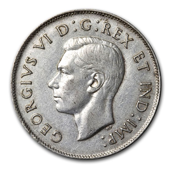 1937-1947 Canada Silver 50 Cents George VI Avg Circ 1937-1947 Canada Silver 50 Cents George VI Avg Circ